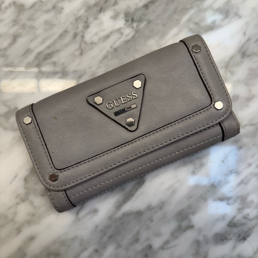 GUESS Silver-Tone Logo Wallet